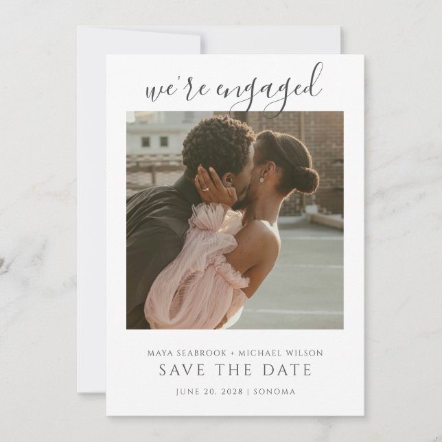 Simple Romantic Photo Wedding Save The Date Inbjudningar (Framsida)