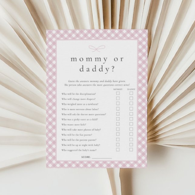 Simple Rosa Bow Mamma eller Pappa Game Card (Skapare uppladdad)