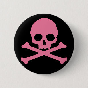 SImple Rosa Skull och Crossbone Knapp