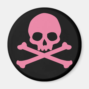 SImple Rosa Skull och Crossbone Magnet