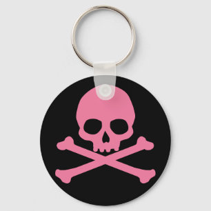 SImple Rosa Skull och Crossbone Nyckelring