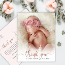 Simple Rose Gold Script Baby Photo Tack