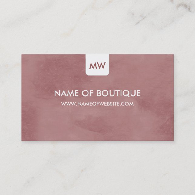 Simple Rosy Brown Boutique Monogram Social Media Visitkort (Framsida)