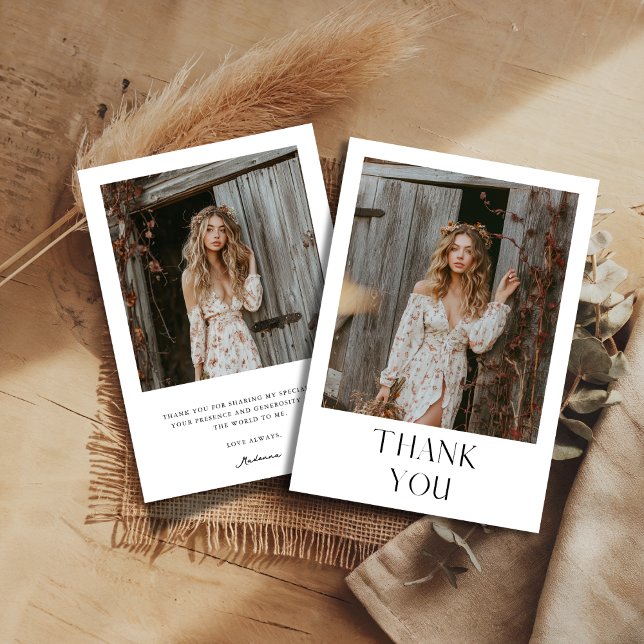Simple Rustic Boho Bröllop Möhippa Photo Tack Kort (Skapare uppladdad)