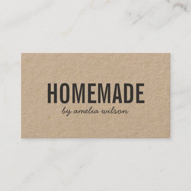 Simple Rustic Homemade Social Media Kraft Visitkort (Framsida)