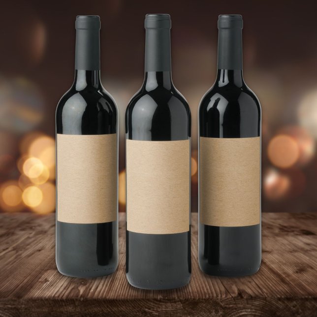 Simple Rustic Kraft Snyggt Boho Vinflaska Etikett (Skapare uppladdad)
