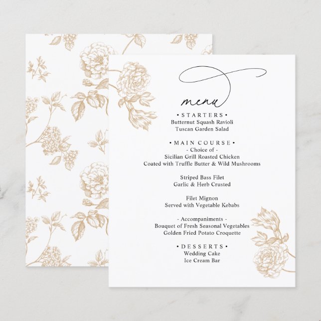 Simple Rustic Vintage Modern Wedding Menus (Fram/baksida)