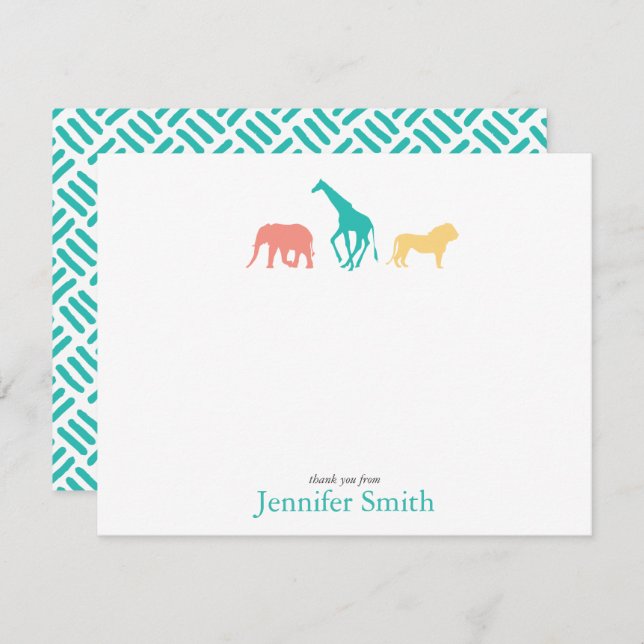 Simple Safari Animal Personalize Stationery Boy Inbjudningar (Fram/baksida)