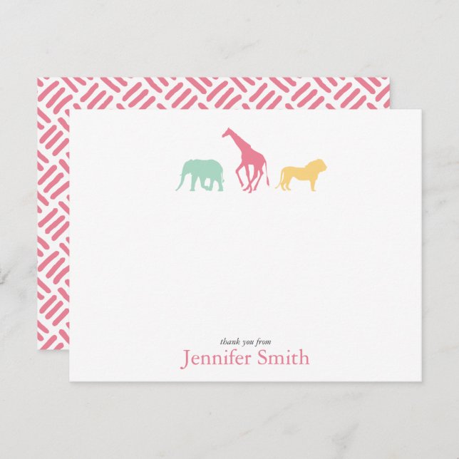 Simple Safari Animal Personalize Stationery Inbjudningar (Fram/baksida)