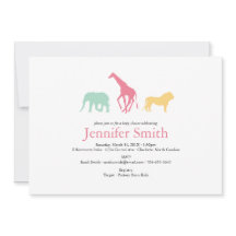 Simple Safari Animal Silhouette Girl Baby Shower
