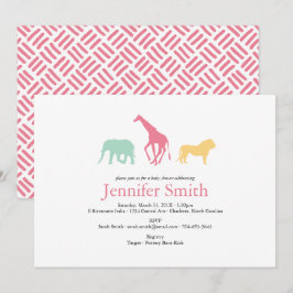 Simple Safari Animal Silhouette Girl Baby Shower Inbjudningar