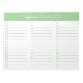 Simple Sage Green 8.5x11 Three Column Checklist Anteckningsblock