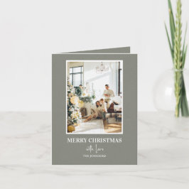 Simple Sage Green Christmas Photo Helgkort