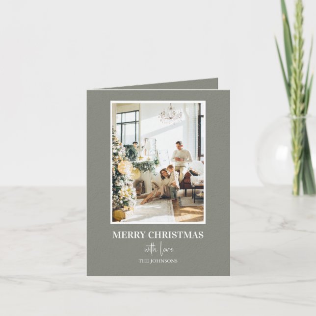 Simple Sage Green Christmas Photo Helgkort (Framsida)