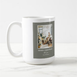 Simple Sage Green Christmas Photo Kaffemugg