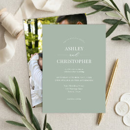 Simple Sage Green Modern Elegant Wedding Inbjudningar