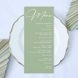 Simple Sage Green Wedding Meny
