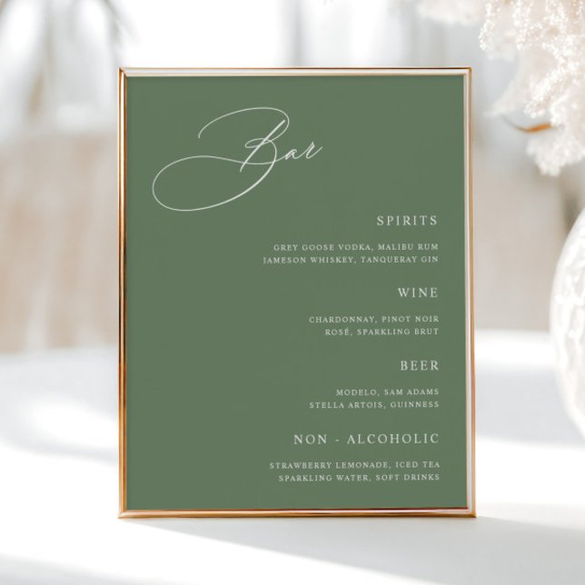 Simple Sage Grönt Bröllop Pub Menu Poster (Skapare uppladdad)