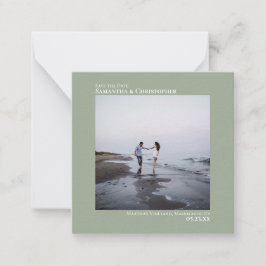 Simple Sage Grönt Bröllop spara datum Photo Mini Anteckningskort