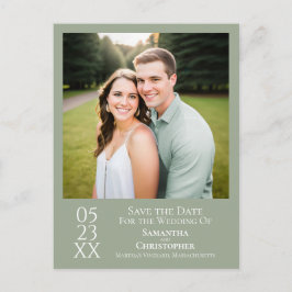 Simple Sage Grönt Bröllop spara datum Photo Vykort