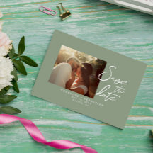 Simple Sage Grönt Calligraphy Boho Photo Bröllop