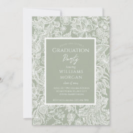 Simple Sage Grönt Line Art Wildblomma Inbjudningar