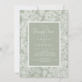 Simple Sage Grönt Line Art Wildblomma Inbjudningar