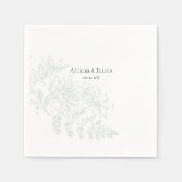 Simple Sage Grönt Line Teckning Bröllop Pappersservett