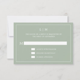 Simple Sage Grönt Monogram Elegant bröllop OSA Kort