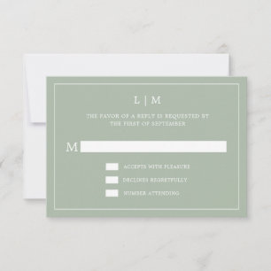 Simple Sage Grönt Monogram Elegant bröllop OSA Kort