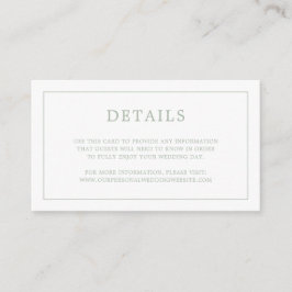 Simple Sage Grönt Monogram Elegant bröllop Tilläggskort