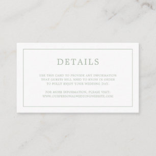 Simple Sage Grönt Monogram Elegant bröllop Tilläggskort