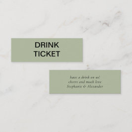 Simple Sage Grönt Newlyed Bröllop Drink Biljett