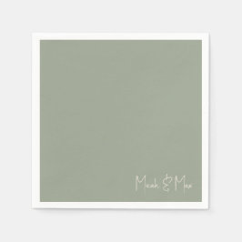 Simple Sage Script Namn Bröllop Cocktail Pappersservett