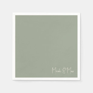 Simple Sage Script Namn Bröllop Cocktail Pappersservett