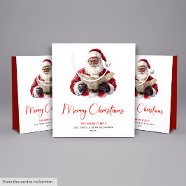 Simple Santa Claus Stylish Modern Holiday Gift Bag
