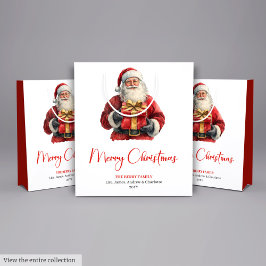 Simple Santa Claus Stylish Modern Holiday Gift Bag