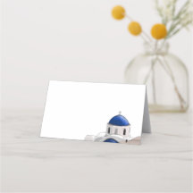 Simple Santorini Blue Dome Place - White