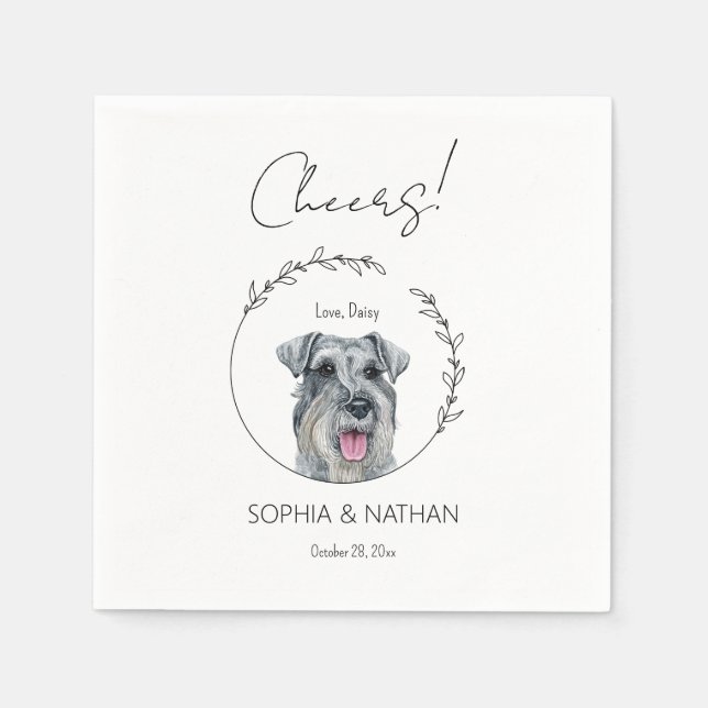 Simple Schnauzer Hund Bröllop Cocktail Napkins Pappersservett (Framsidan)