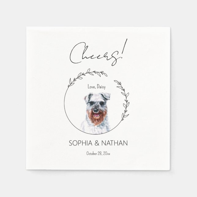 Simple Schnauzer Hund Bröllop Cocktail Napkins Pappersservett (Framsidan)