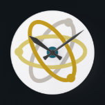 Simple Science Atom Chemistry Nerd Rund Klocka<br><div class="desc">Enkel klocka med atom-illustration. Färg är anpassade.</div>