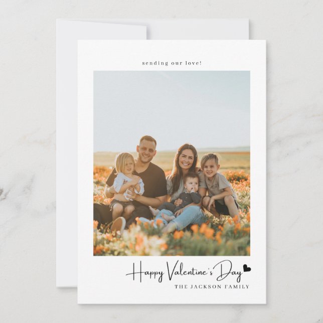 Simple Script Black Heart Valentine Card Photo Inbjudningar (Framsida)