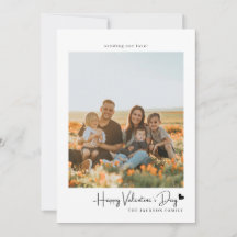 Simple Script Black Heart Valentine Card Photo