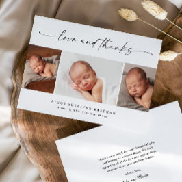 Simple Script Love and Thanks Photo Collage Baby Tack Kort