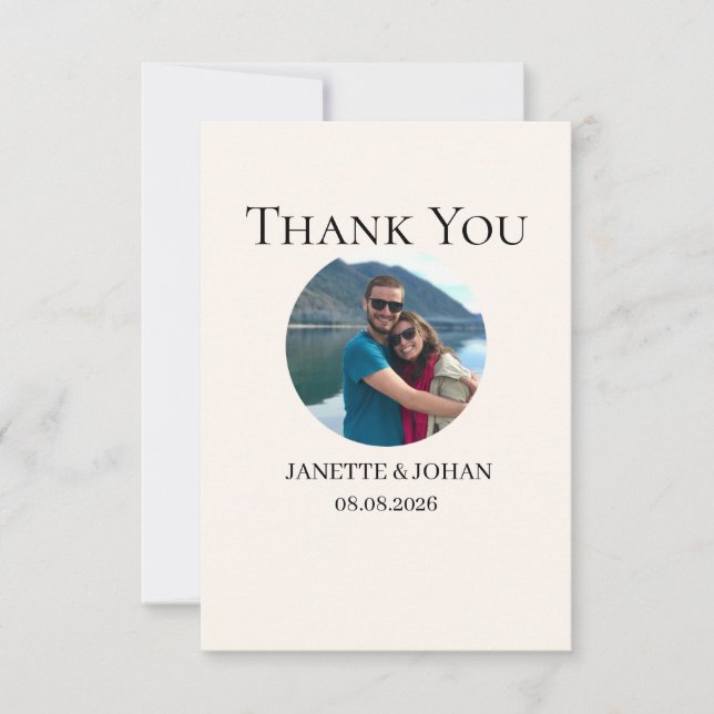 Simple Script Modern Wedding Photo Thank You Card Tack Kort (Framsida)