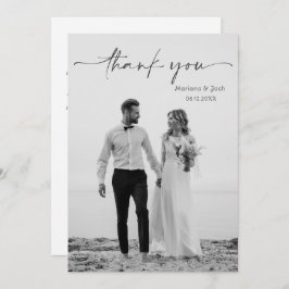 Simple Script Modern Wedding Photo Thank You Card Tack Kort