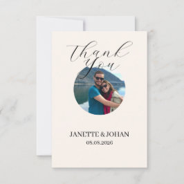 Simple Script Modern Wedding Photo Thank You Card Tack Kort