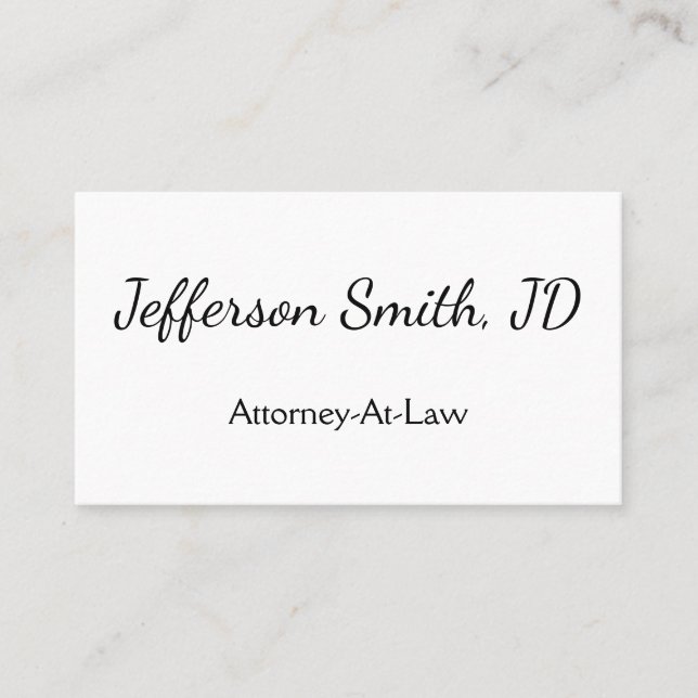 Simple, Script Name Attorney-At-Law Business Card Visitkort (Framsida)