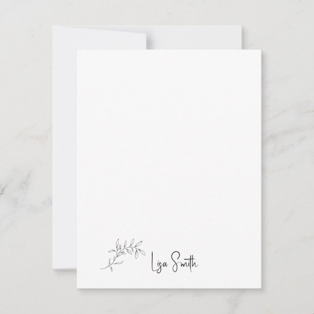 Simple Script Namn Foliage Tack Kort (Framsida)