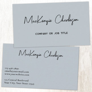 Simple Script Namn Modern Pulverblå Visitkort